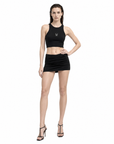 CUT Crop Top-Schwarz