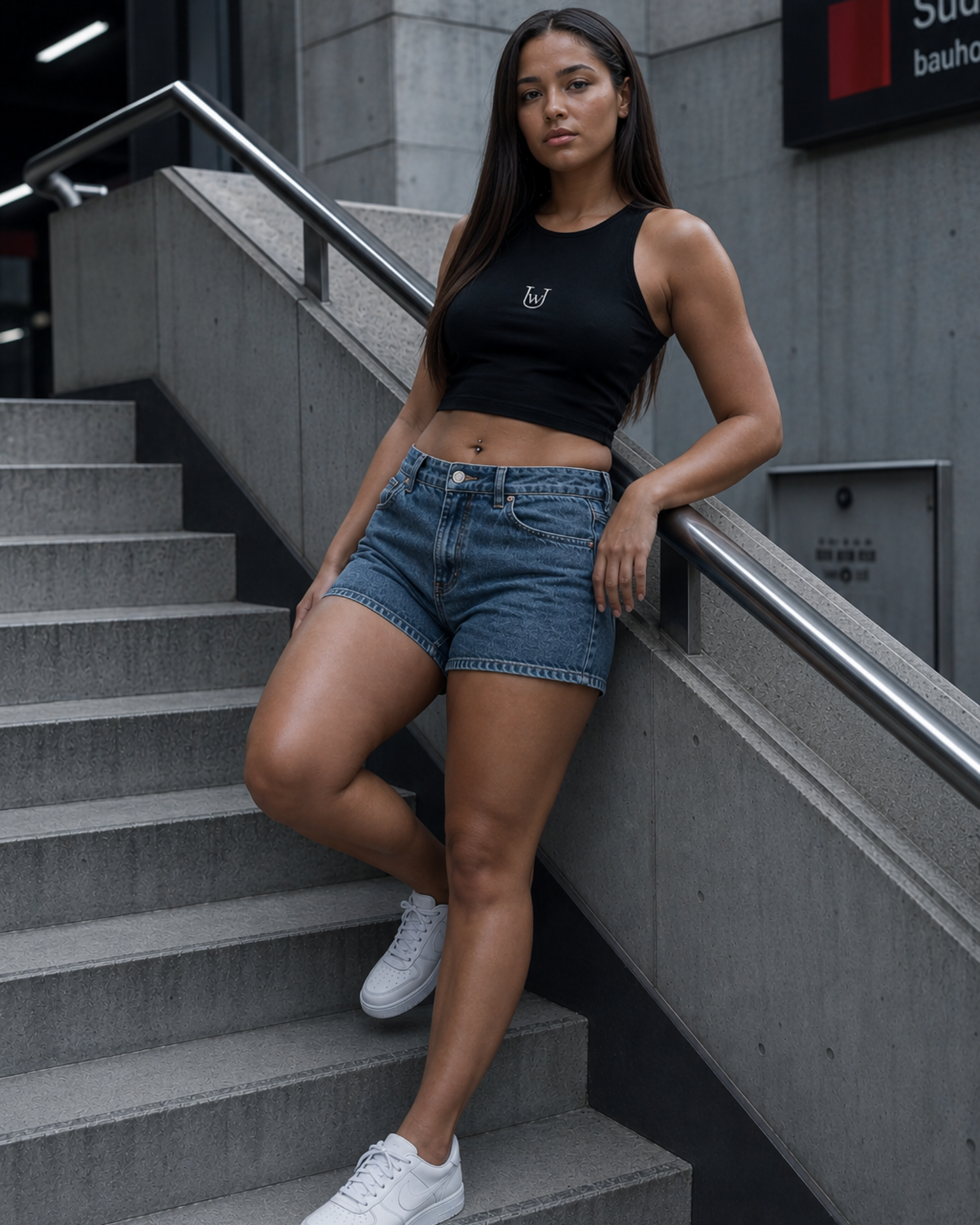 CUT Crop Top-Schwarz